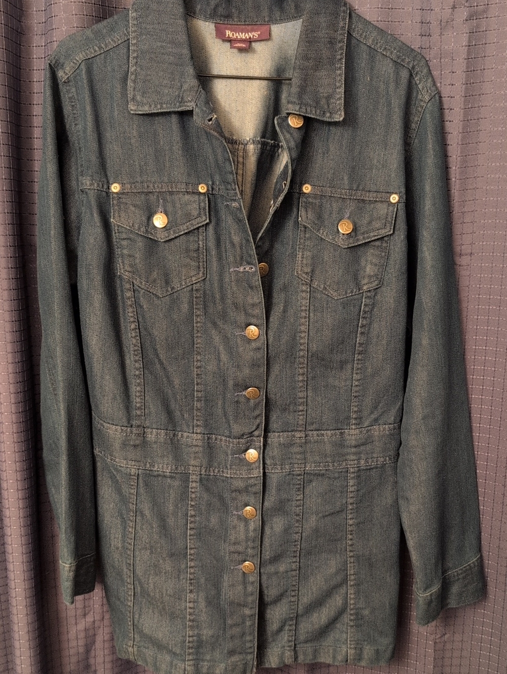 Roaman's Dark Blue Denim Jean Jacket 14W